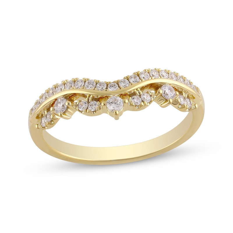 Diamond Contour Ring 1/3 ct tw Round-cut Yellow Gold Plated