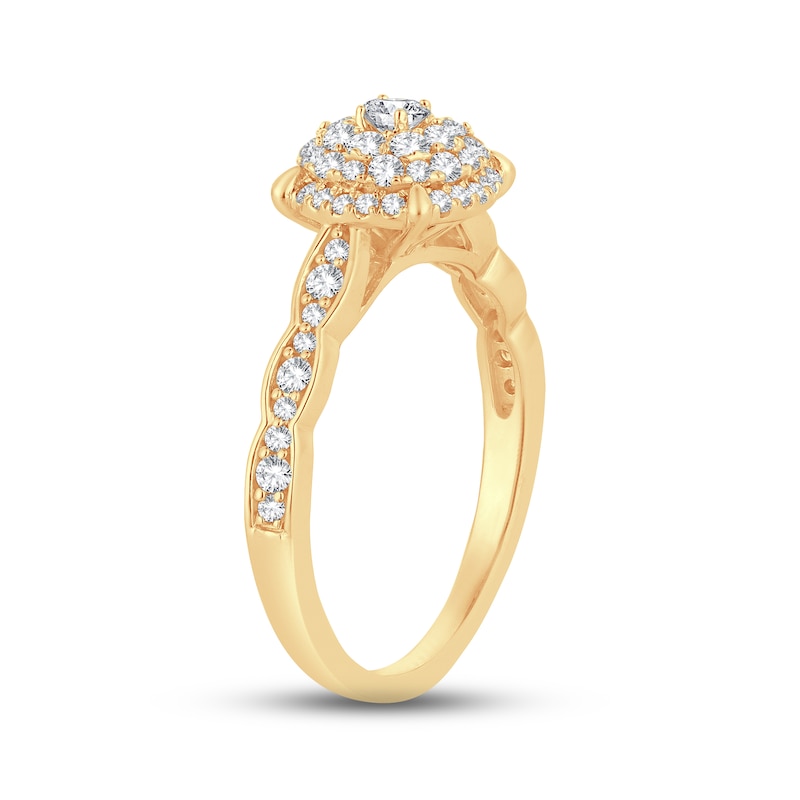 Diamond Engagement Ring 5/8 ct tw Round-cut Yellow Gold Plated