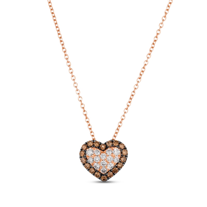 Le Vian Diamond Heart Necklace 3/8 ct tw Strawberry Gold Plated 19”