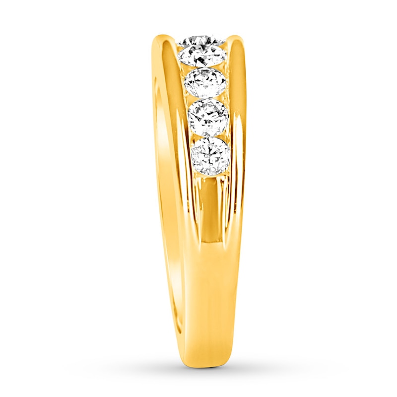 Diamond Wedding Band 1-1/5 ct tw Round-cut Yellow Gold Plated