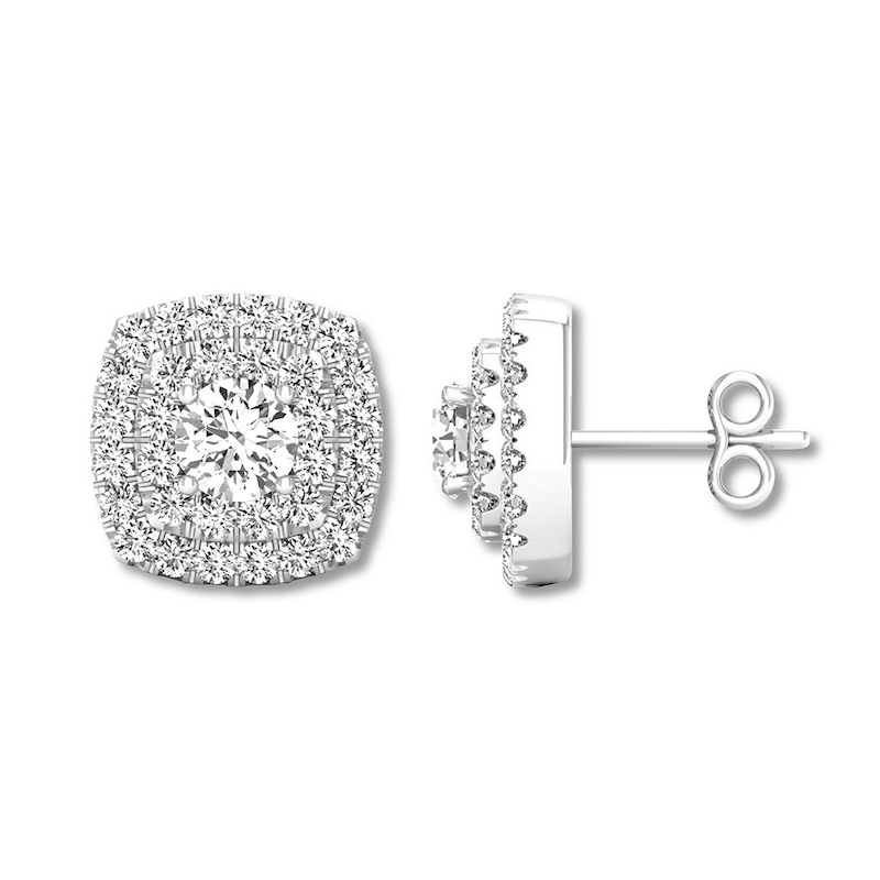 Diamond Earrings 3/4 ct tw Round-cut White Gold Plated