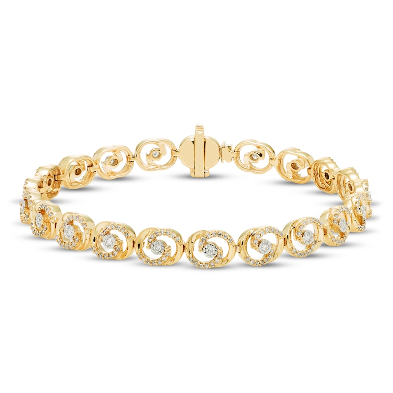 Encircled by Love Diamond Line Bracelet 1 ct tw Round-cut Yellow Gold Plated 7.25"