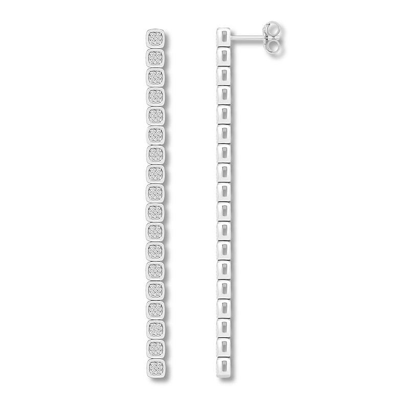 Diamond Drop Earrings 1/3 ct tw Round-cut White Gold Plated