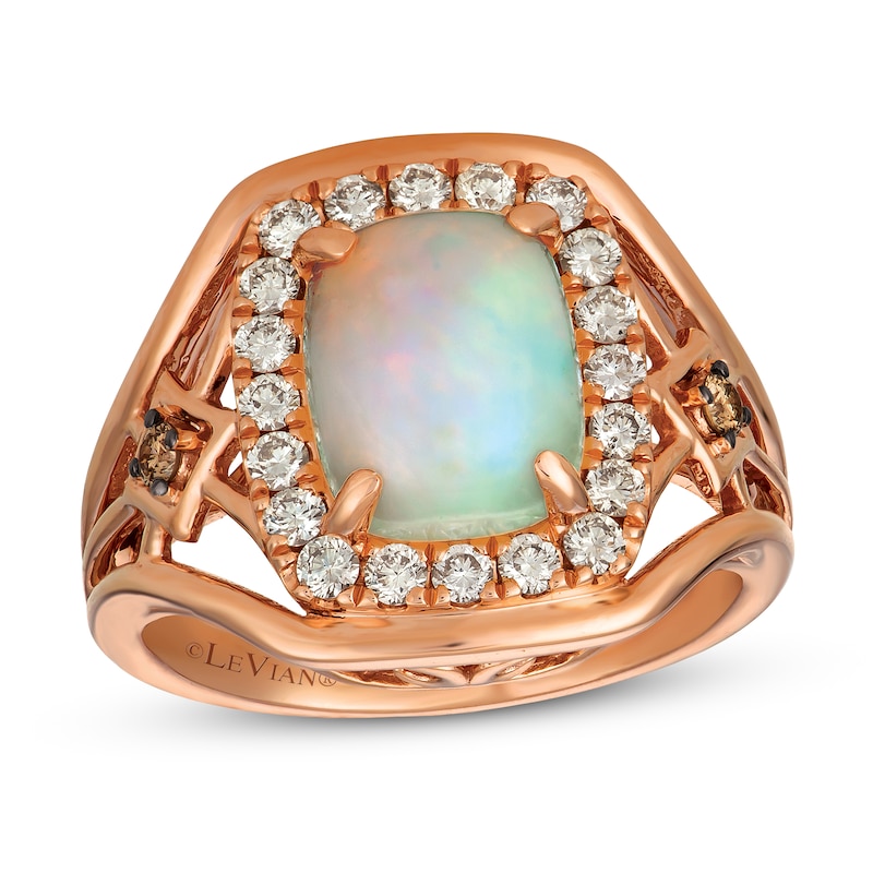 Le Vian Creme Brulee Opal Ring 1/2 ct tw Diamonds Strawberry Gold Plated - Size 7