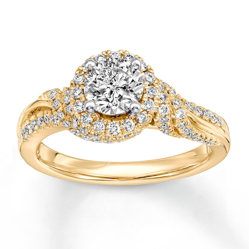 Diamond Engagement Ring 1-1/6 ct tw Round-cut Yellow Gold Plated