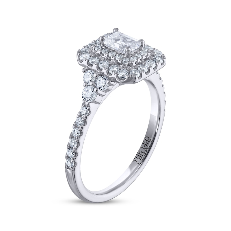 THE LEO Legacy Lab-Created Diamond Emerald-Cut Double-Frame Engagement Ring 1 ct tw White Gold Plated