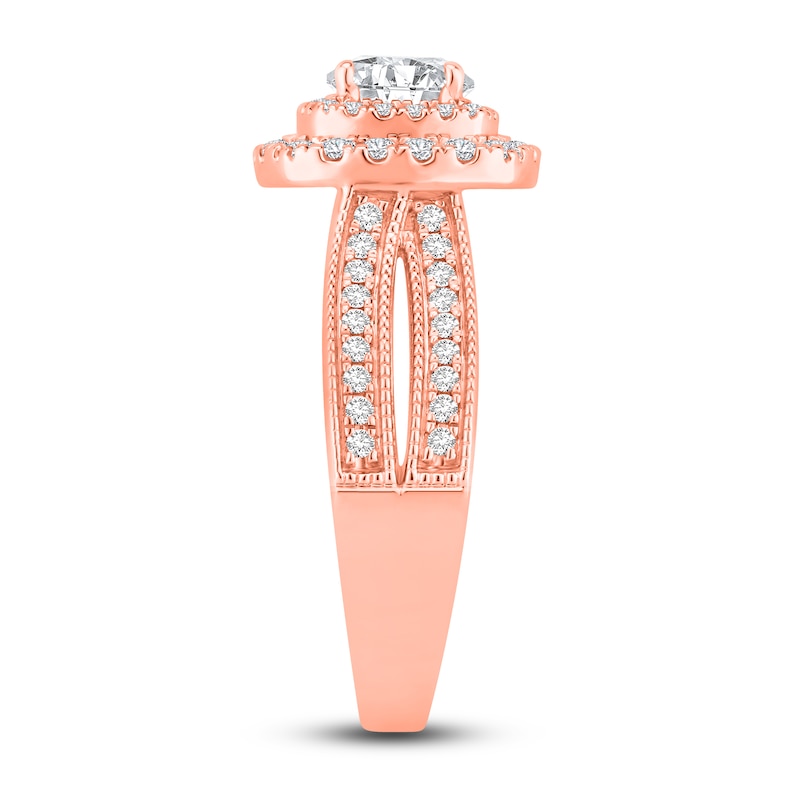 Diamond Engagement Ring 1-1/4 ct tw Round-cut Rose Gold Plated