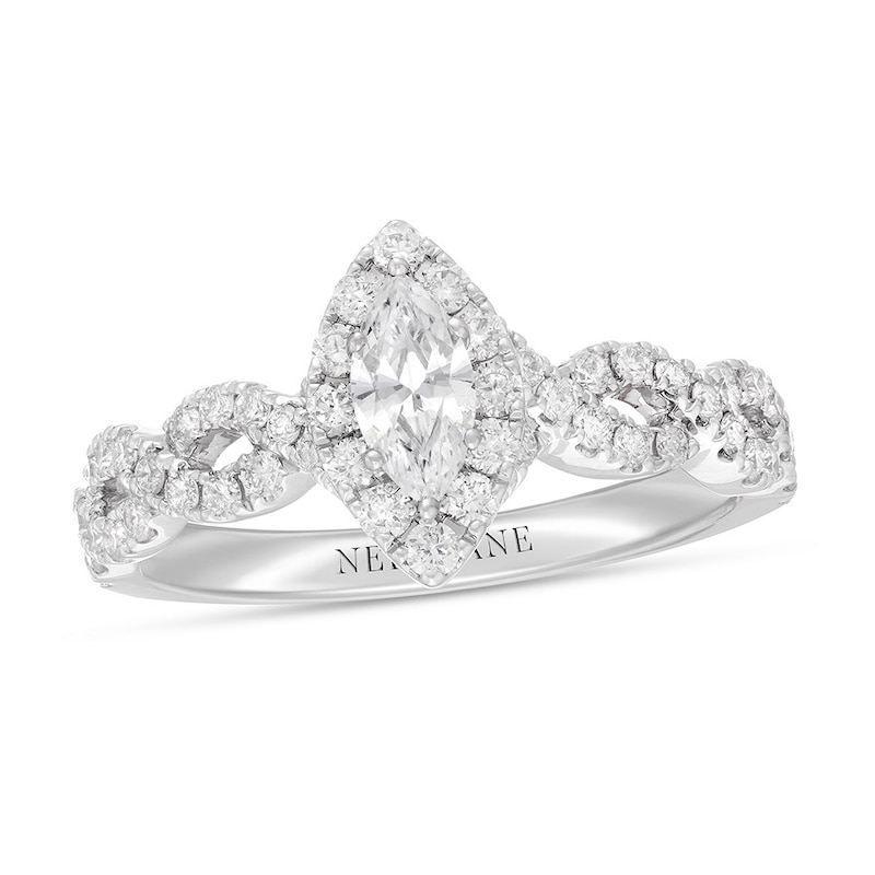 Neil Lane Diamond Engagement Ring 7/8 ct tw White Gold Plated