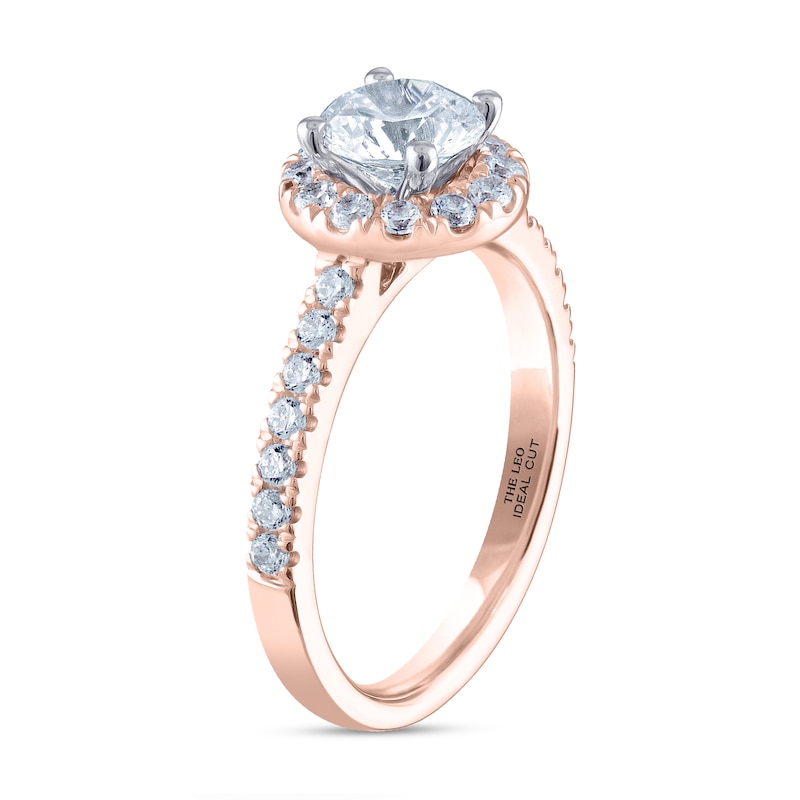 THE LEO Ideal Cut Diamond Engagement Ring 1-1/3 ct tw Rose Gold Plated