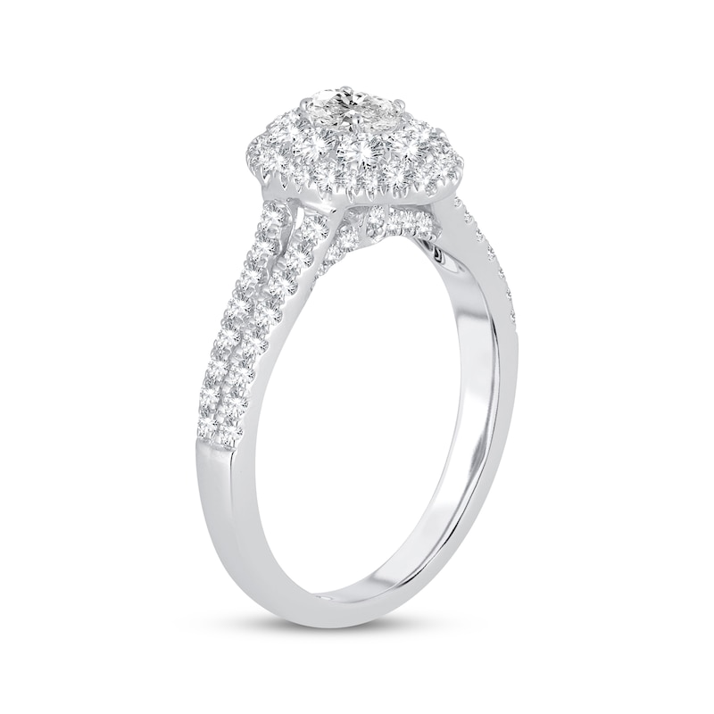 Diamond Engagement Ring 1 ct tw Oval & Round-cut White Gold Plated