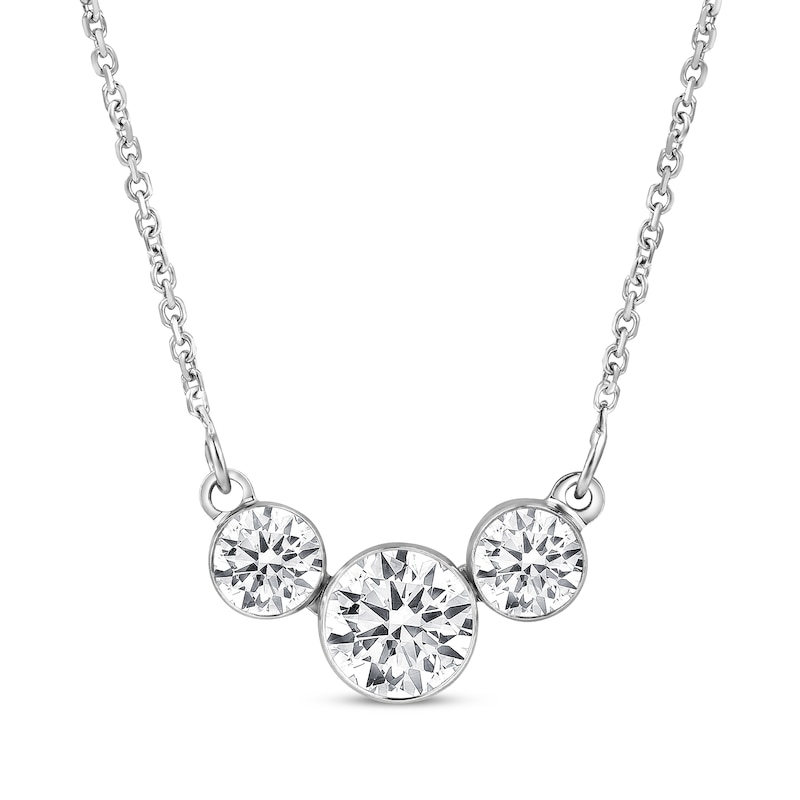 Lab-Created Diamonds by Three-Stone Necklace 1 ct tw White Gold Plated 18”