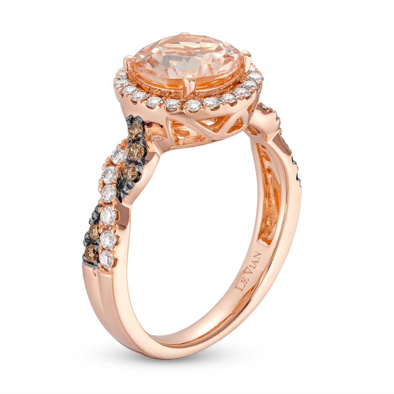 Le Vian Chocolate Twist Morganite Ring 3/8 ct tw Diamonds Strawberry Gold Plated