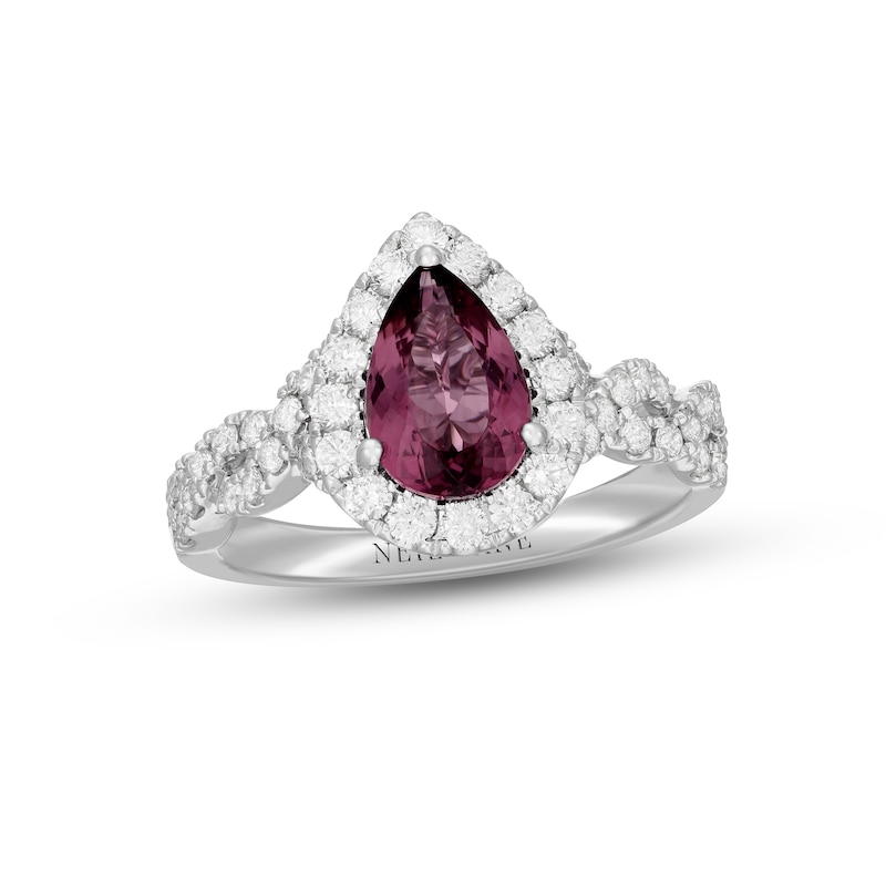 Neil Lane Pink Tourmaline & Diamond Engagement Ring 3/4 ct tw White Gold Plated