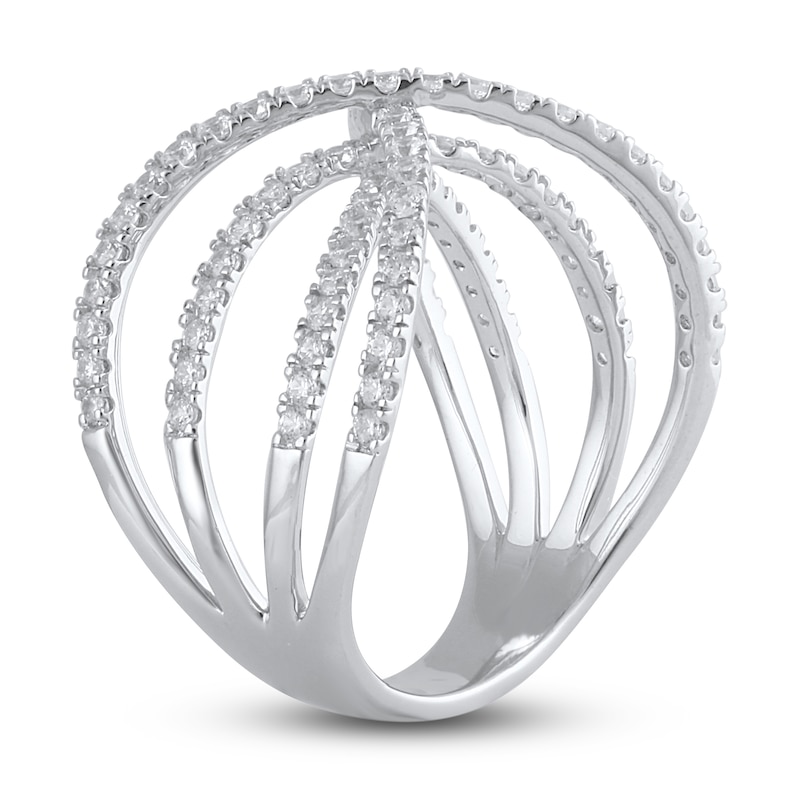 Crisscross Diamond Fashion Ring 1 ct tw Round-cut White Gold Plated