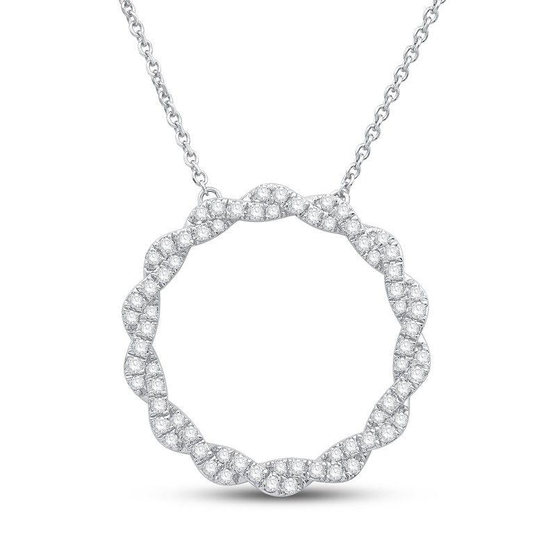 Circle of Gratitude Diamond Necklace 1/2 ct tw Round-cut White Gold Plated 19"