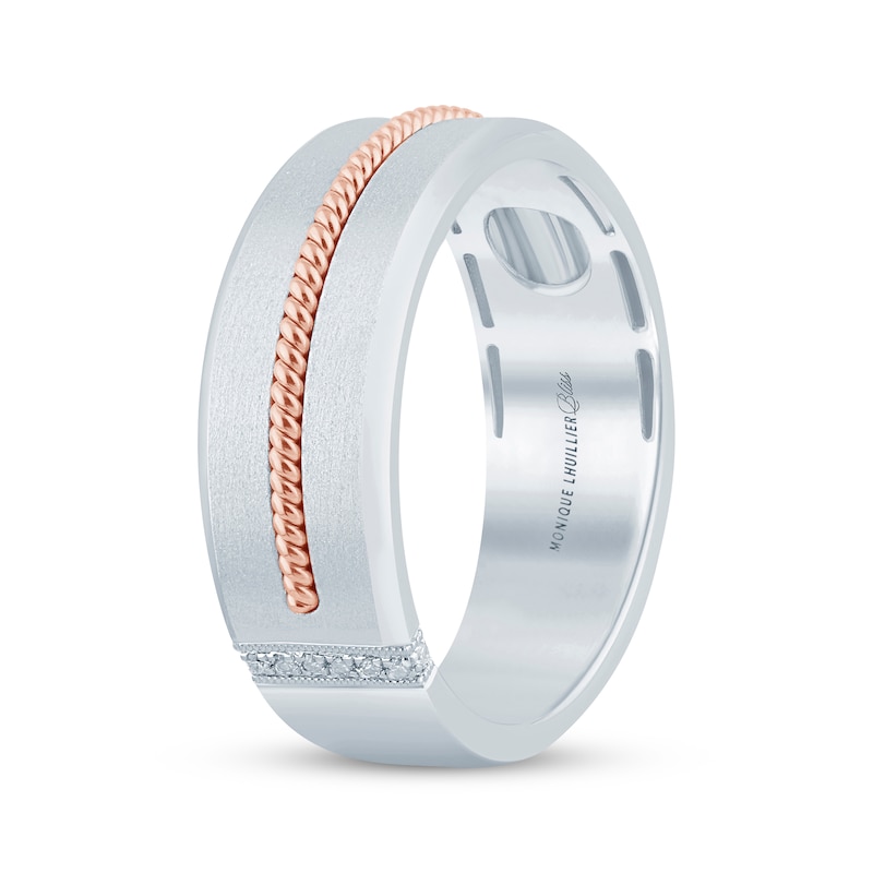 Monique Lhuillier Bliss Men's Diamond Accent Wedding Ring Two-Tone Gold Plated