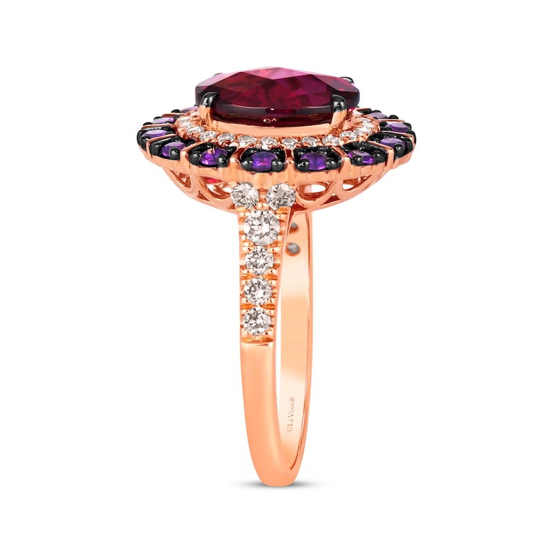 Le Vian Rhodolite Garnet & Amethyst Ring 1/2 ct tw Diamonds Strawberry Gold Plated