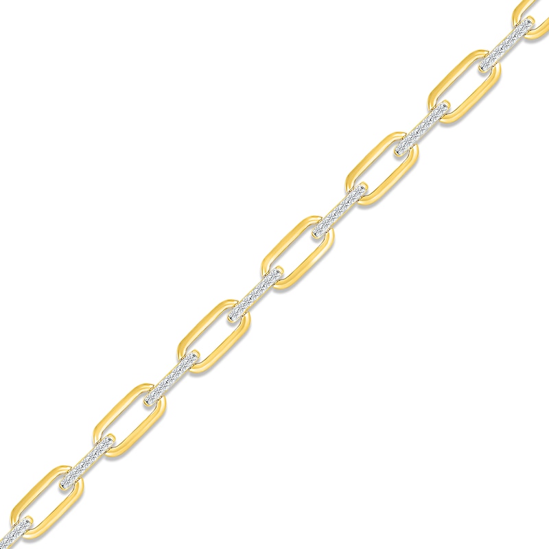 Diamond Chain Link Bracelet 1/2 ct tw Round-cut Yellow Gold Plated 7.25"