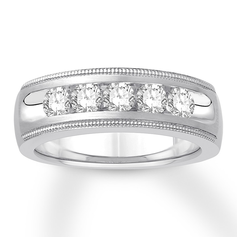 Men's Diamond Wedding Band 1 ct tw Round-cut White Gold Plated