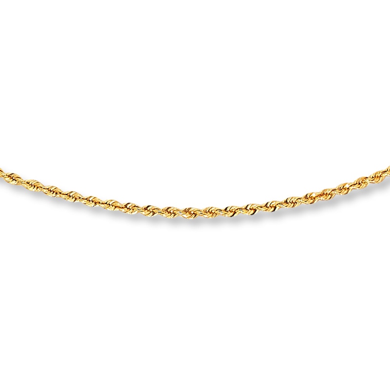 Solid Rope Chain Necklace Yellow Gold Plated 30"
