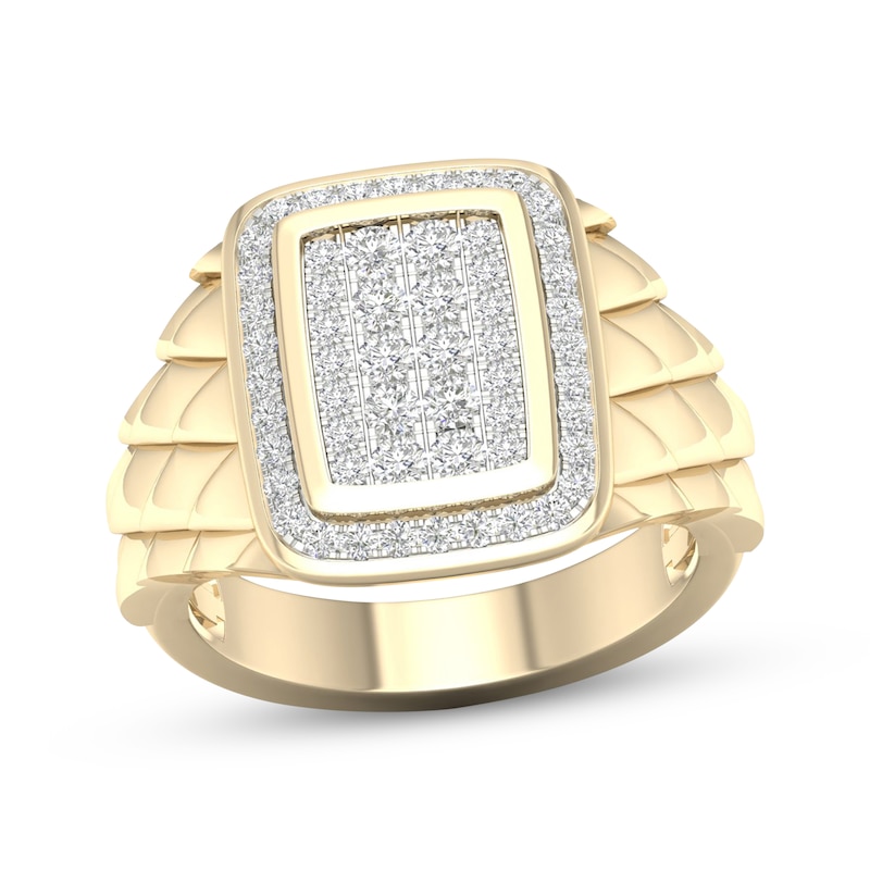 Multi-Diamond Center Scale Ring 1/2 ct tw Round-cut Yellow Gold Plated