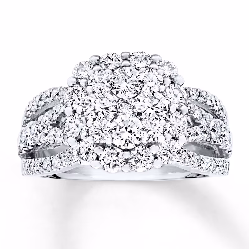 Diamond Ring 2 ct tw Round-cut 14K White Gold