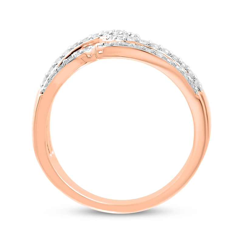 Diamond Open Wave Ring 1/3 ct tw Rose Gold Plated