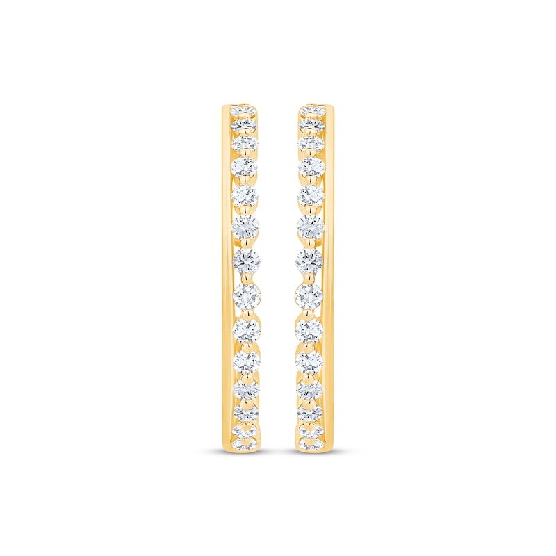 Diamond Round-Shaped Bar Hoops 1/2 ct tw Yellow Gold Plated