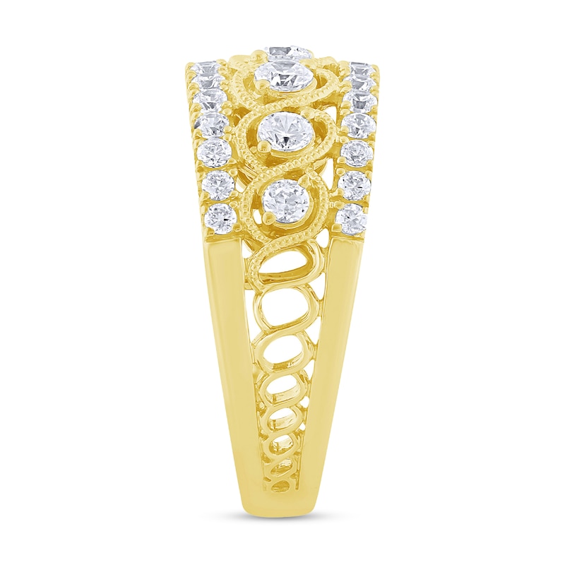 Diamond Anniversary Ring 1 ct tw Round-cut Yellow Gold Plated