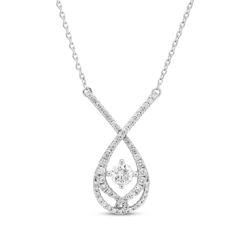 Love Entwined Diamond Necklace 1/2 ct tw Round-cut White Gold Plated 18