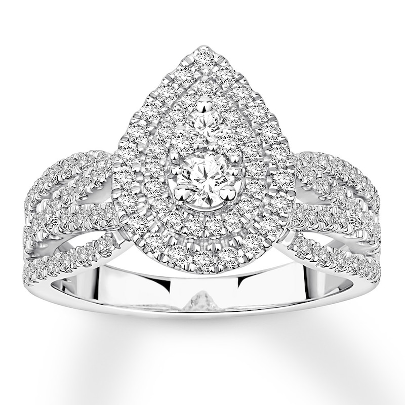 Diamond Engagement Ring 1 ct tw Round-cut White Gold Plated