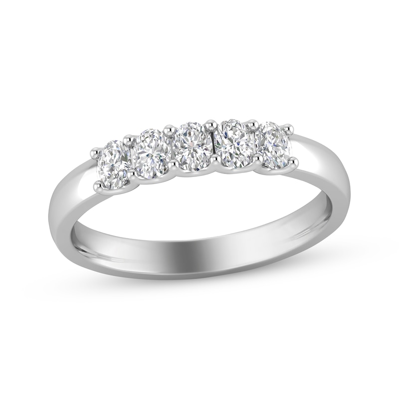 Oval-Cut Diamond Anniversary Band 1/2 ct tw White Gold Plated