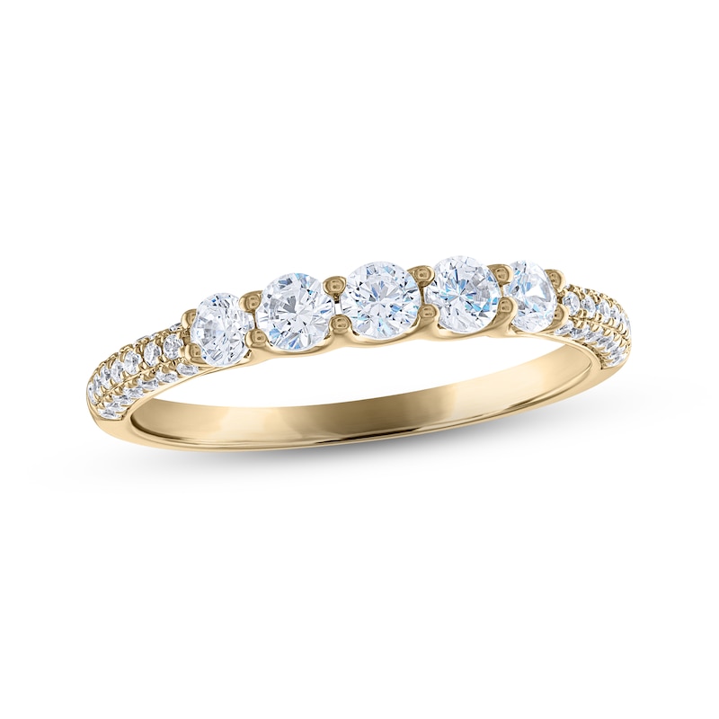 Diamond Anniversary Ring 5/8 ct tw Round-cut Yellow Gold Plated