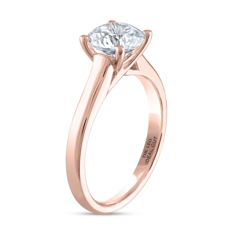 THE LEO Ideal Cut Diamond Solitaire Engagement Ring 1-1/2 ct tw Rose Gold Plated
