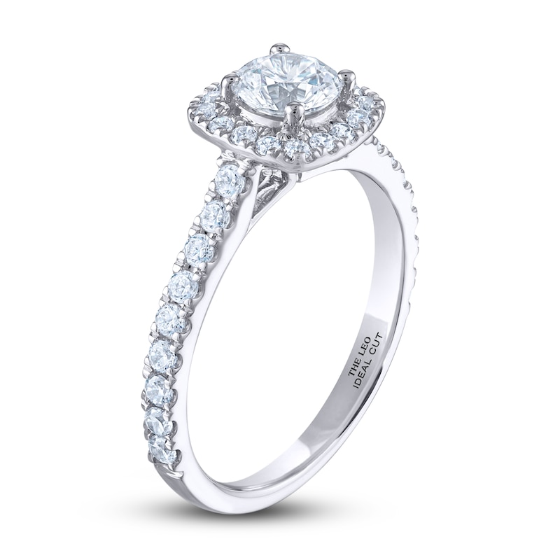 THE LEO Ideal Cut Diamond Engagement Ring 1-1/8 ct tw White Gold Plated