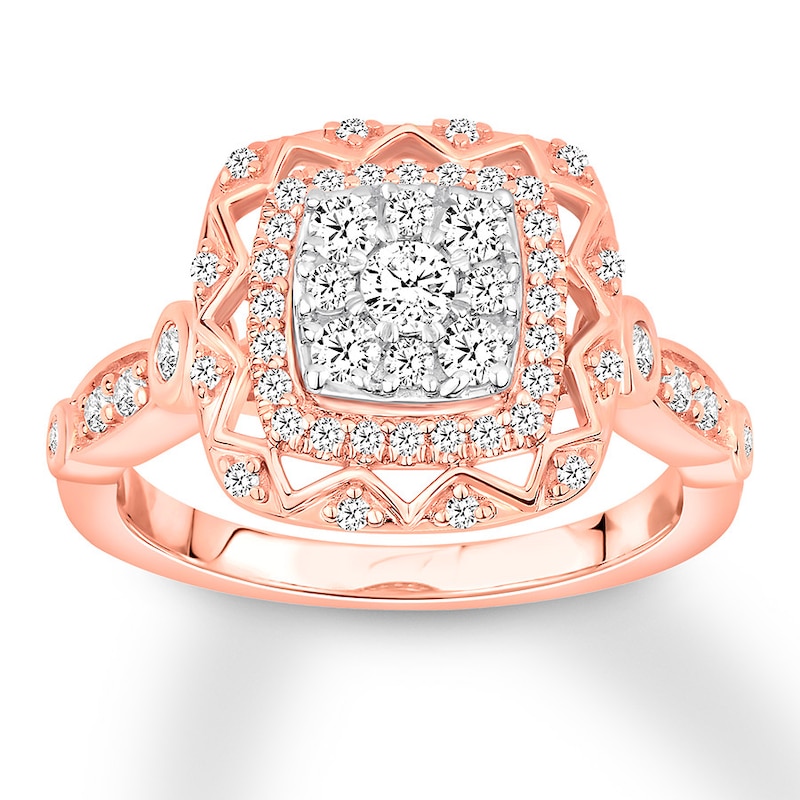 Diamond Engagement Ring 5/8 ct tw Round-cut Rose Gold Plated