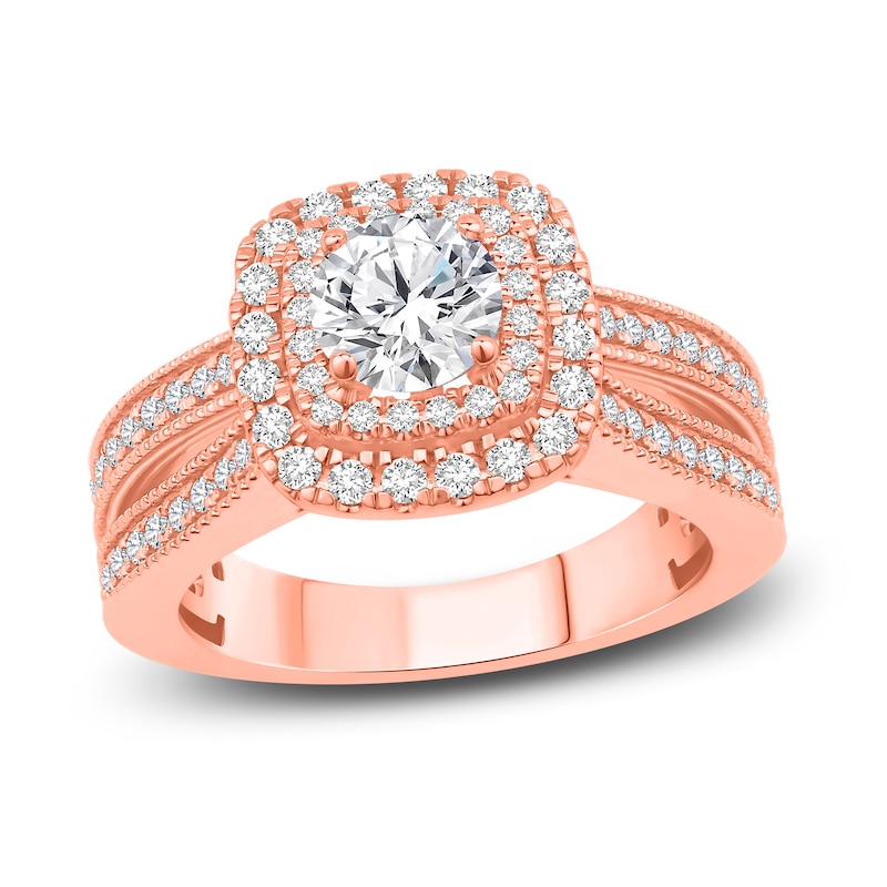 Diamond Engagement Ring 1-1/4 ct tw Round-cut Rose Gold Plated