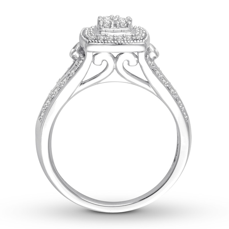 Diamond Engagement Ring 3/8 ct tw Round-cut White Gold Plated