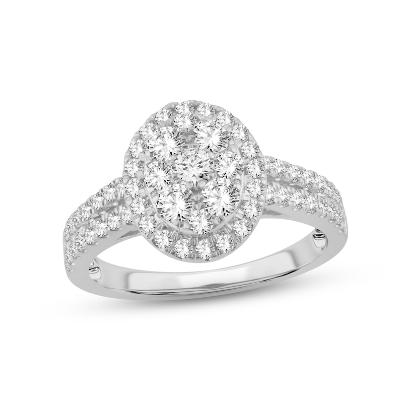 Multi-Diamond Engagement Ring 2 ct tw Round-cut White Gold Plated