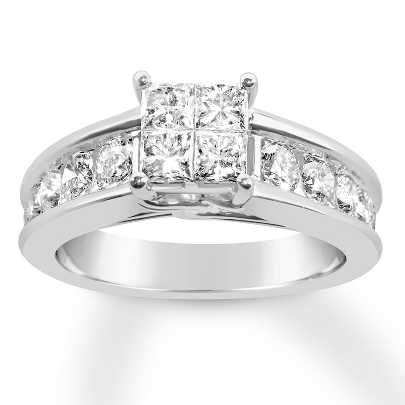 Princess-cut Diamond Engagement Ring 1-7/8 ct tw White Gold Plated