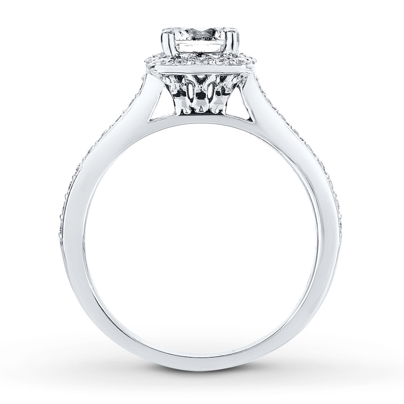 Diamond Engagement Ring 7/8 ct tw Round-cut White Gold Plated