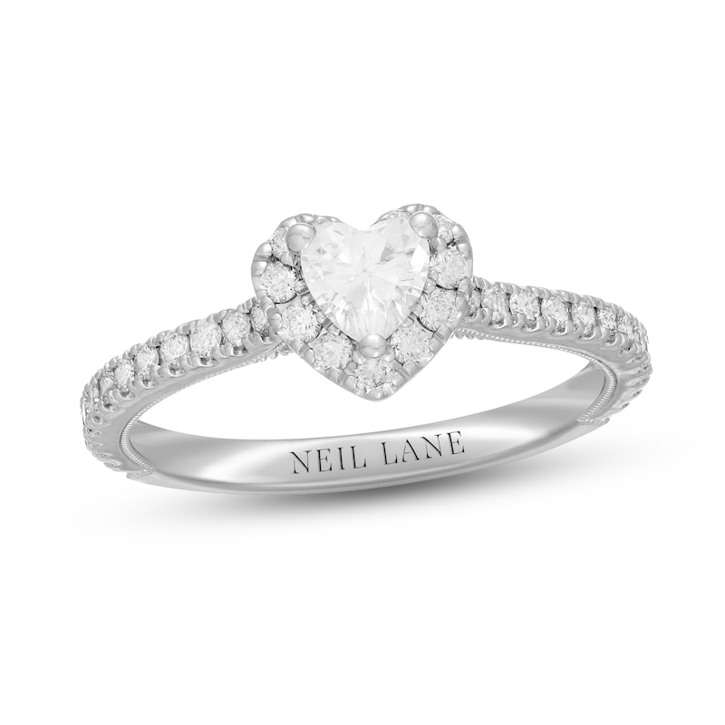 Neil Lane Diamond Engagement Ring 5/8 ct tw Heart & Round-Cut White Gold Plated