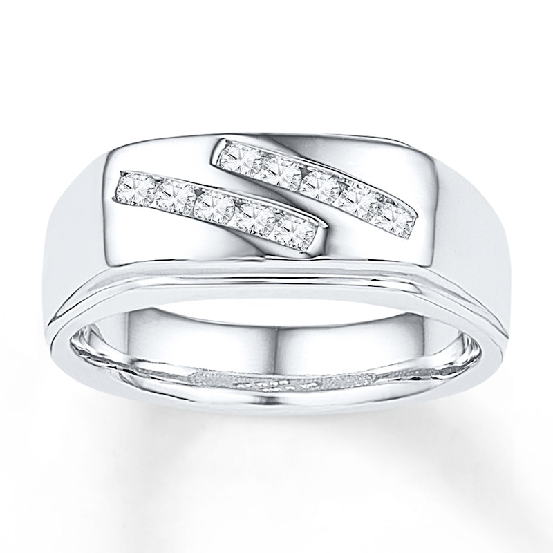 Men's Diamond Ring 1/4 carat tw White Gold Plated
