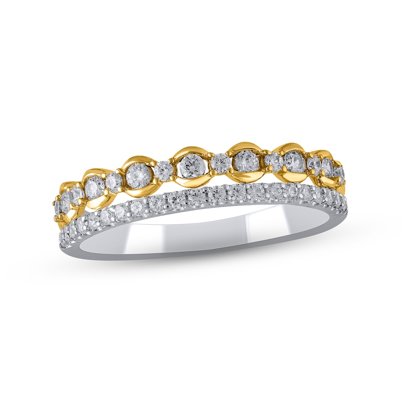 Diamond Anniversary Ring 1/2 ct tw Round-cut Two-Tone Gold Plated