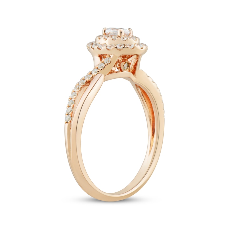 Oval & Round-Cut Diamond Engagement Ring 1/2 ct tw Rose Gold Plated