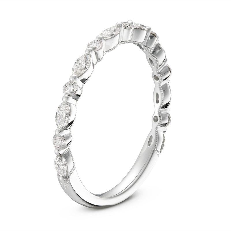 Neil Lane Premiere Diamond Anniversary Ring 1/2 ct tw Round/Marquise White Gold Plated