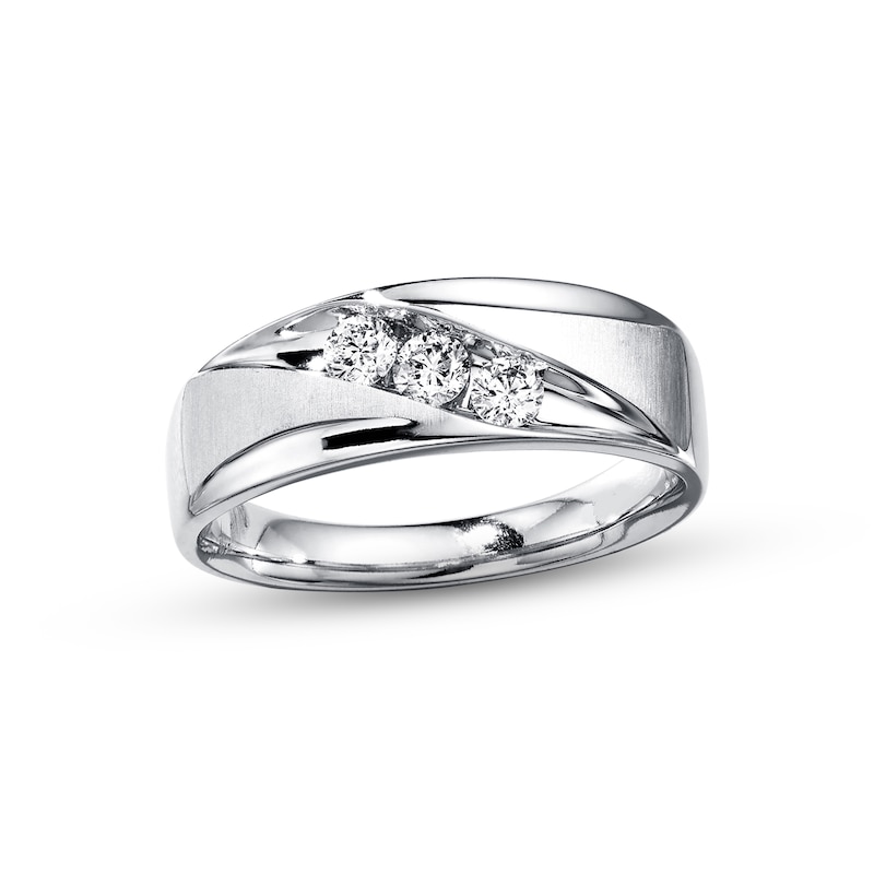 Men's Diamond Wedding Band 1/3 ct tw White Gold Plated