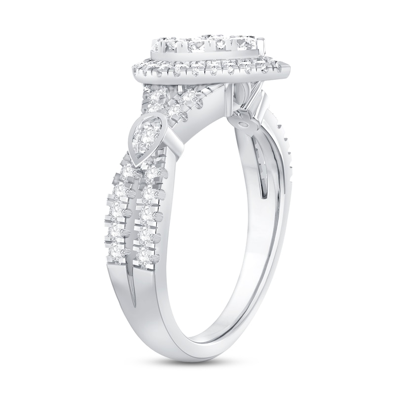 Gender Neutral Multi-Diamond Engagement Ring 3/4 ct tw Round-cut White Gold Plated