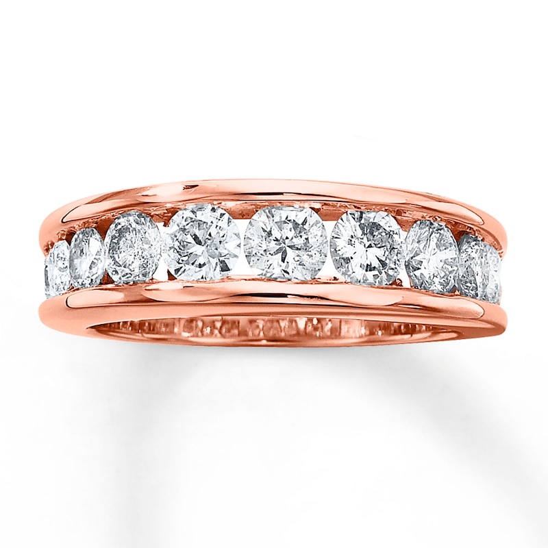 Diamond Wedding Band 1-1/2 ct tw Round-cut Rose Gold Plated