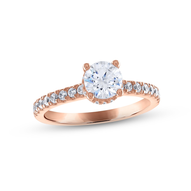 Diamond Engagement Ring 1-1/3 ct tw Round-cut Rose Gold Plated